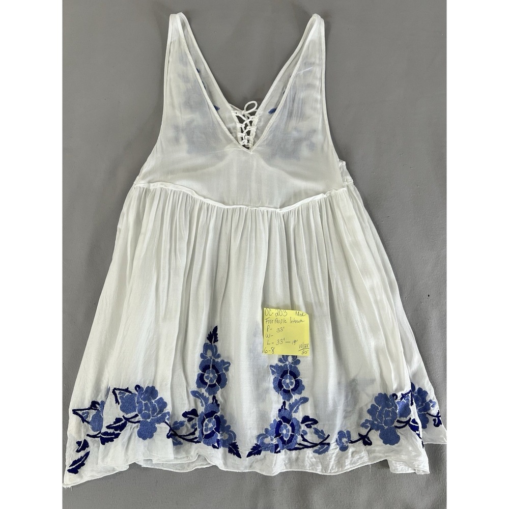 Free People Aida Slip Dress Size M Womans White Floral Embroidered Boho Hippie - Picture 14 of 15